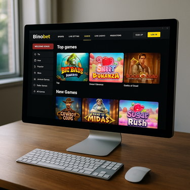 BinoBet - Interface de bureau avec thème dinosaure - Design moderne et intuitif